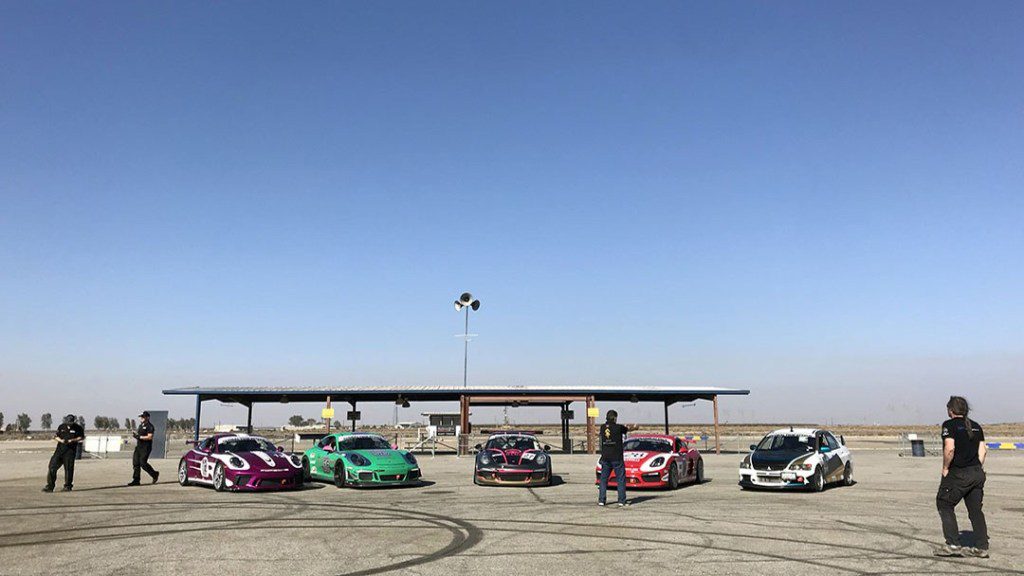 Wide shot of all five Oloi Racing cars participing in Global Time Attack 2018